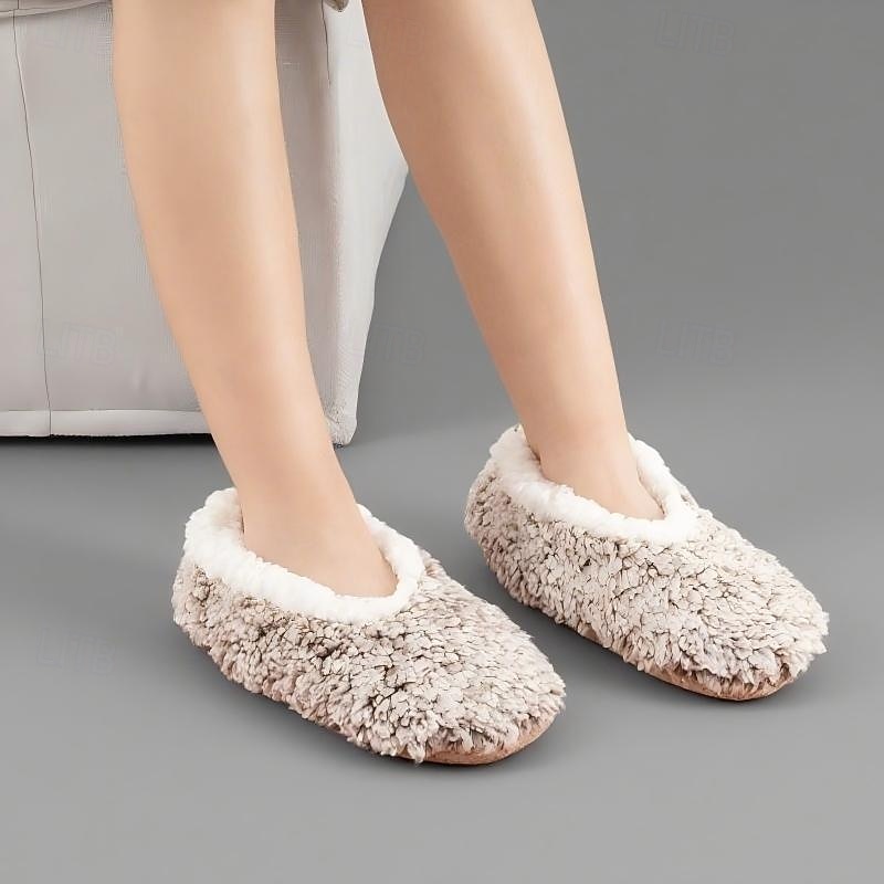 damesokker med fuzzy stjernemønster på gulvet, tykke bomulls-plysj-tøffelsokker for vinterhjemmet eller søvn, varme, koselige sklisikre innesokker 2026 - $12.99 –P7