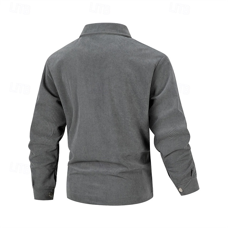 Per uomo Giacca Leggera Giacca in Velluto a Coste Giacca Cargo Giacca Casual Vacanza Quotidiano Traspirante Tasca Primavera Autunno Semplice Moda Classico Bavero Regolare Nero Cachi Grigio Giacca del 2026 a $30.99 –P18