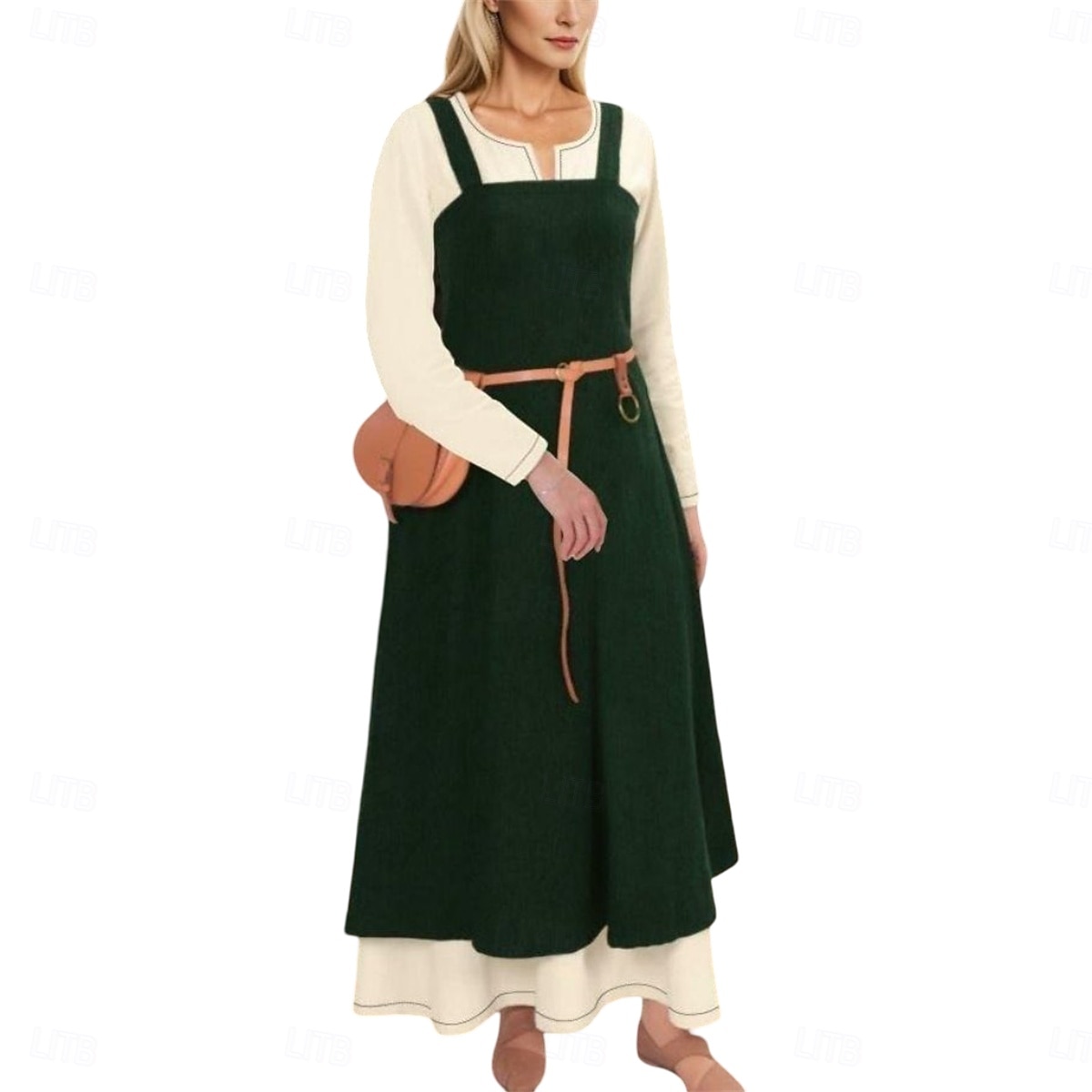 γυναικεία μεσαιωνική ποδιά βίκινγκ φόρεμα με δεμένη πλάτη τουνίκ σετ φόρεμα 2 τμχ για larp ren faire αποκριάτικο φόρεμα για πάρτι της αναγέννησης 2026 - $77.99 –P16