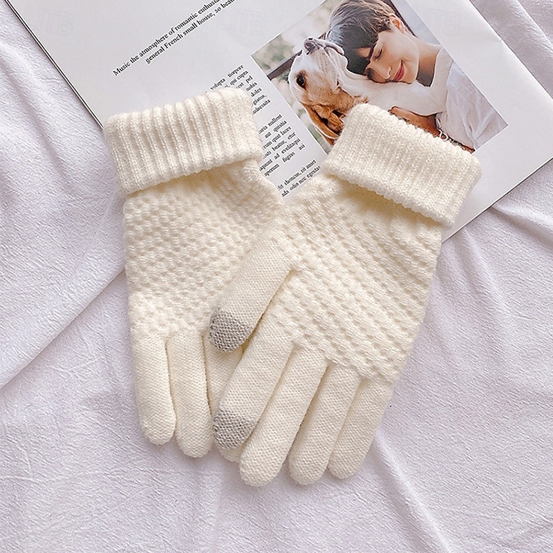 Damen 1 Paar Fingerspitzen / Winterhandschuhe / Gestrickte Handschuhe Streetwear / Outdoor Handschuhe - Einfarbig Vollfinger 2026 - $14.99 –P1