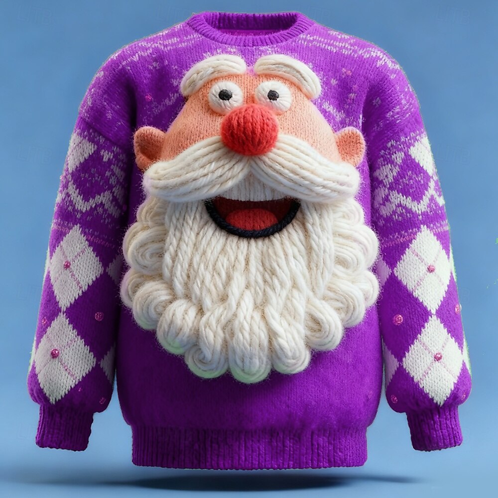 Pull De Noël Humoristique Homme/femme - Impression 3D Père Noël, Unisexe, Pour Fêtes Et Marchés De Noël