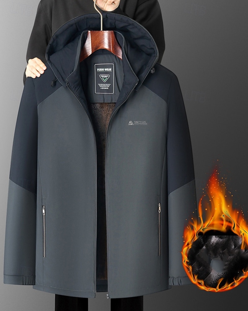 Herren Softshelljacke Wanderjacke Fleecejacke Thermojacke Winter Draussen Patchwork Thermik Winddicht Oberteil Dunkelgrau Khaki 2025 - $46.99 –P2