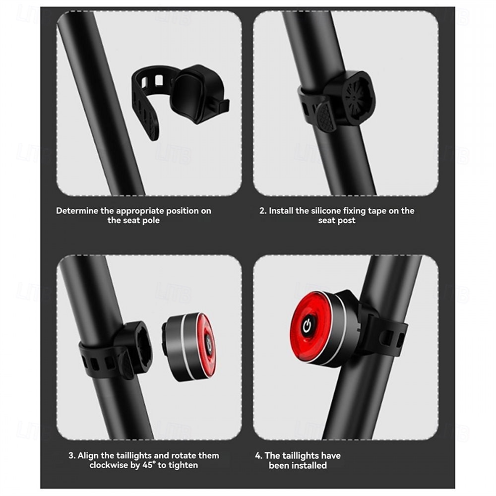 USB-uppladdningsbart cykelbakljus automatisk sensor bakljus cykelutrustning cykeltillbehör vattentät bromsvarning racercykeltillbehör 2026 - $28.99 –P8