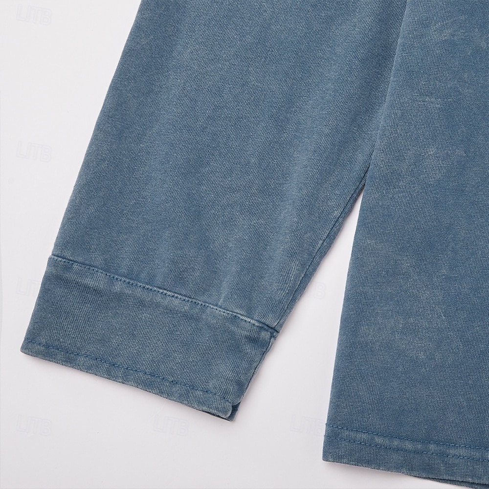 Férfi Henley ing 100% Cotton Acid Wash ing Póló póló Hosszú ujj Régies (Vintage) Retró Alkalmi Régies stílus Kimosva Henley Hétköznapi Tavasz Ősz Minden évszak Sötétbarna Fekete Rózsaszín Henley póló 2026 - $31.99 –P7