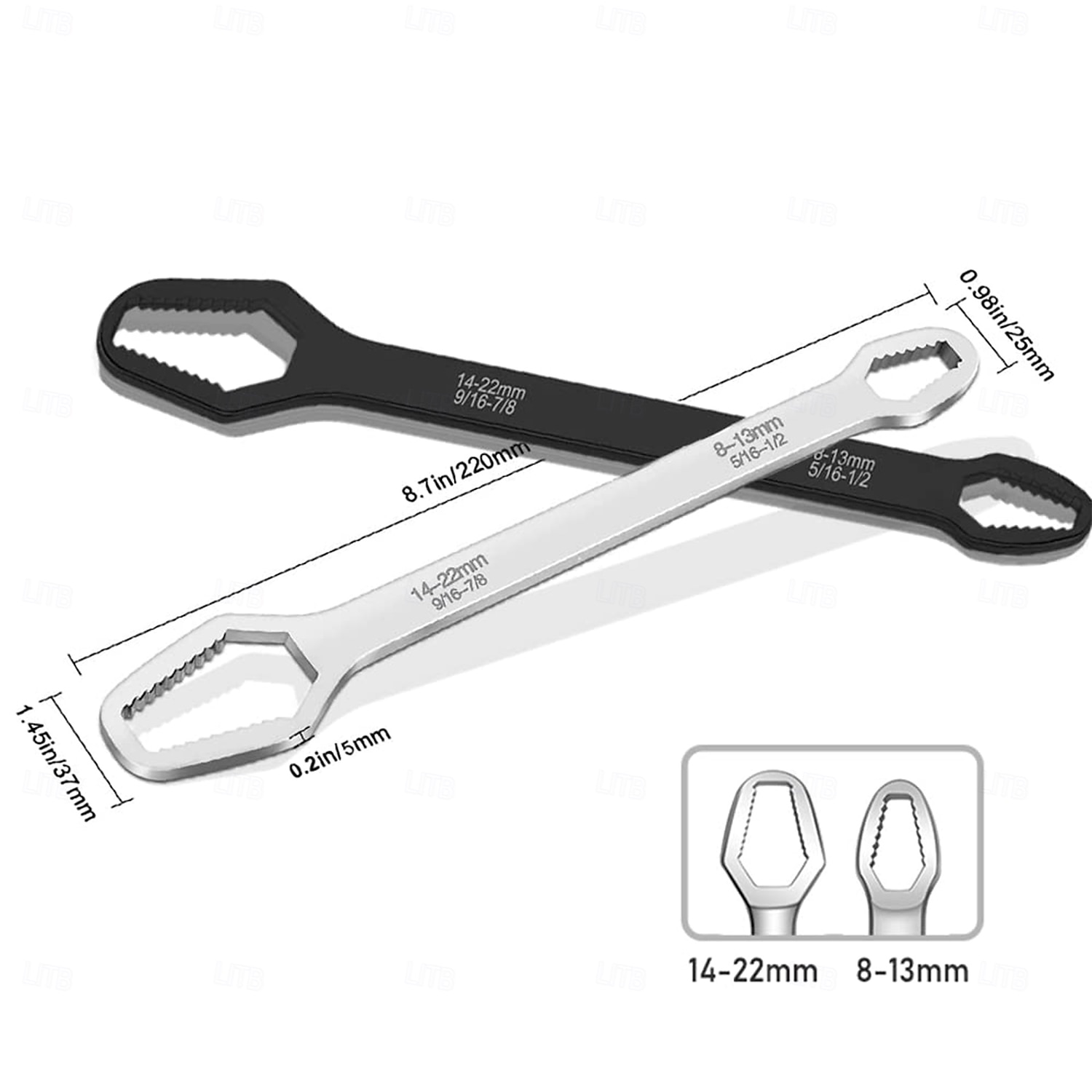 Univerzální klíč univerzální nastavitelný oboustranný klíč 8mm-22mm samoutahovací lenivý klíč opravárenské nástroje pro venkovní ježdění domácí nástroje pro opravu auta chrom-vanadová ocel 2026 - $9.99 –P2