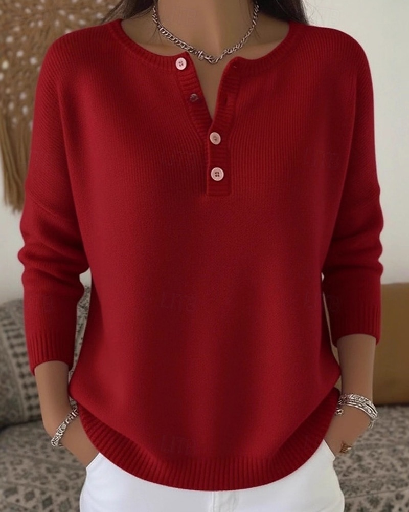 Damen Pullover Mode Streetwear Lässig Einfarbig V Ausschnitt Gestrickt Langarm Normale Oberteile Stricken Täglich Ferien Ausgehen Weinrot Schwarz Herbst Winter 2026 - $26.99 –P2