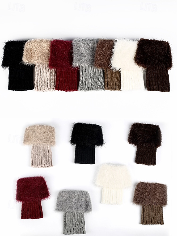 Dámské manžety na boty z umělé kožešiny, nastavitelný akrylový úplet s plyšovými detaily, vánoční sváteční doplněk k obuvi v několika barvách 2025 - $11.99 –P9