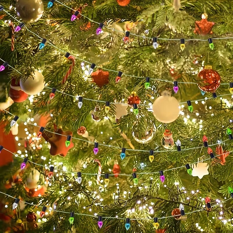 LED Tündér Karácsonyi Fények 5M 2M Koszorú Dísz PVC AA Elemes Mini Izzók Nem Cserélhető Többszínű Fényerő Ünnepi Otthoni Dekorációhoz Illeszkedik 2026 - $14.49 –P3