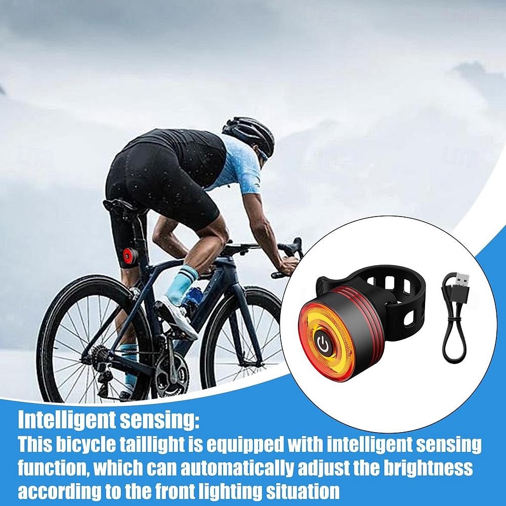 USB-uppladdningsbart cykelbakljus automatisk sensor bakljus cykelutrustning cykeltillbehör vattentät bromsvarning racercykeltillbehör 2026 - $28.99 –P14