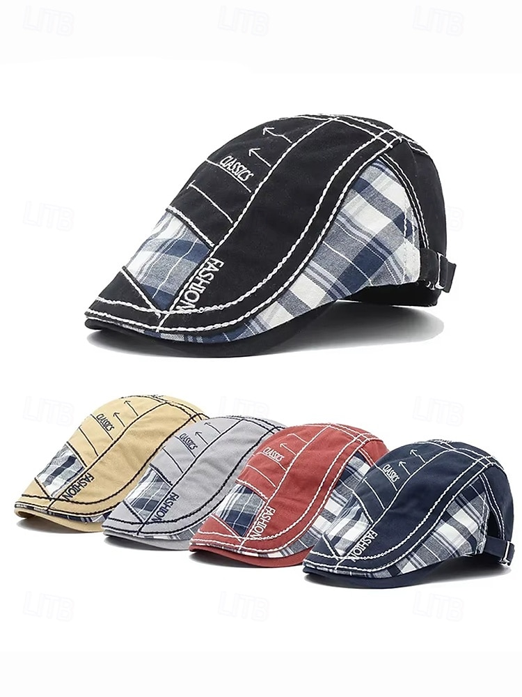 Casquette plate à carreaux en coton pour homme, chapeau gavroche vintage en lierre avec coupe ajustable, cadeau de Noël élégant pour les tenues décontractées et les voyages en plein air de 2025 ? $18.99 –P6