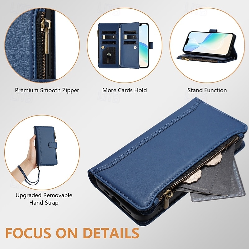Phone Case For iPhone 17 Pro Max 17 Air 17 16 Pro Max Plus 13 Pro Max Mini Wallet Case Shockproof Retro PU Leather 2026 - $18.99 –P15