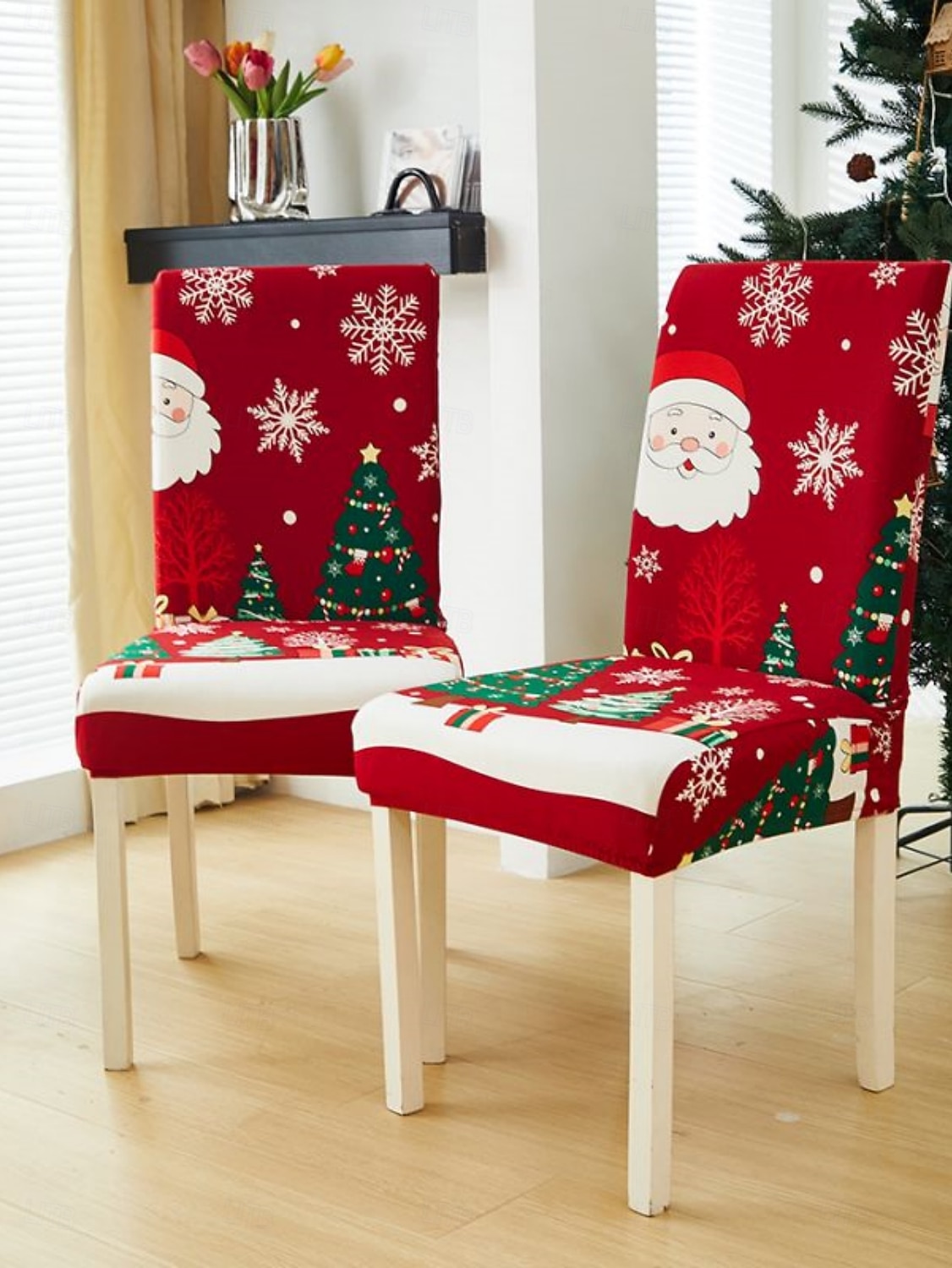 1/2/4PC/6PC Christmas Milk Silk Printed Chair Cover – Decorative, Anti-Slip & Dustproof Slipcover, Soft Stretch Fabric for All Seasons 2025 - $29.99 –P8