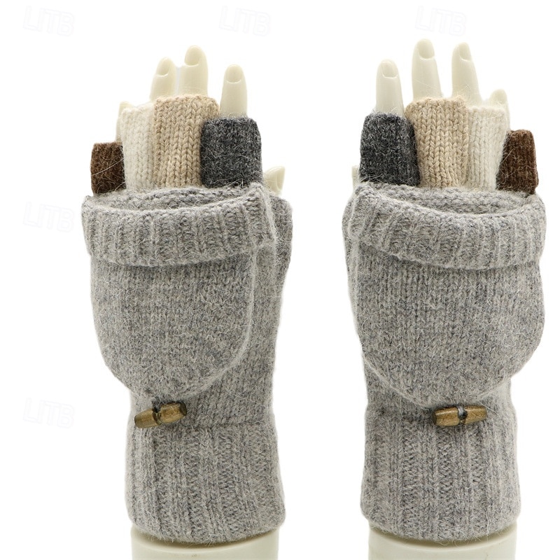 2026年 男性用 1ペア ハーフフィンガー ウインター ニット手袋 ファッション 近代の 手袋 保温 編み カラーブロック 秋 ブラック グリーン ライトグレー ダックグレー  コレクション – $22.99 –P2