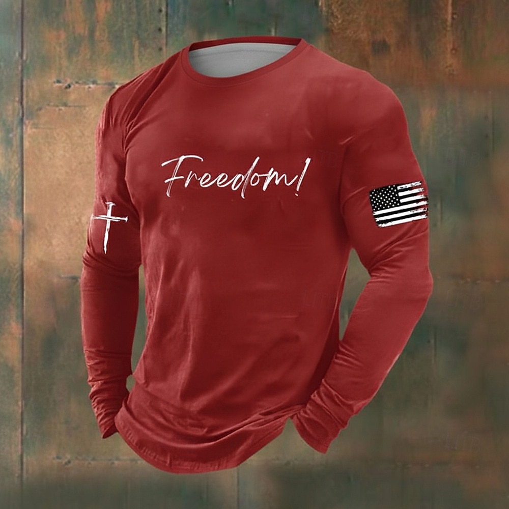4. Juli 2026 250. Gedenktag Herren Bibel 3D-Druck US-Flagge Rundhals Langarm T-Shirt Lässig Tägliche Straßenbekleidung 2026 - $11.99 –P2