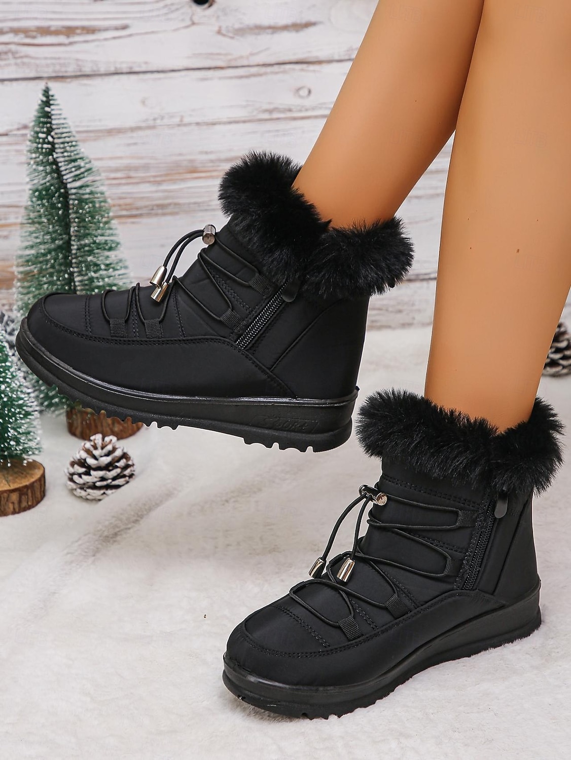 wasserdichte Schneestiefel für Damen mit Kunstfellfutter – Winterstiefel zum Schnüren mit Reißverschluss und verstellbaren Schnürsenkeln, in mehreren Farben erhältlich 2026 - $34.99 –P7