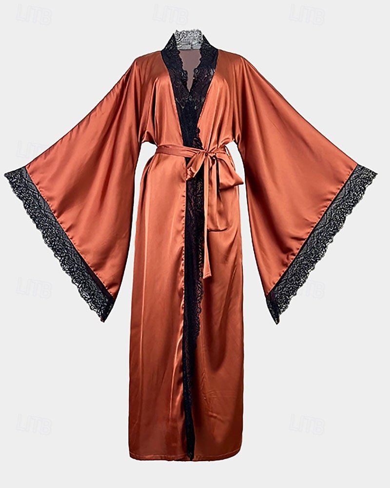 Γυναικεία Πυτζάμες Σαλόνια Νυχτικιά Ολόσωμες Φόρμες Ζεστό Μοντέρνα Σέξι Μονόχρωμες Σατέν Μεταξωτές Πιτζάμες Πιτζάμες Κορδόνι Δαντέλα Σπίτι Μακρυμάνικο Λαιμόκοψη V 2026 - $44.99 –P4