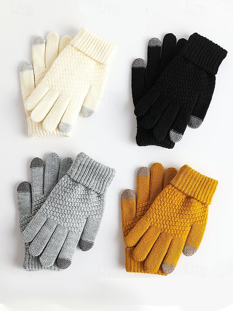 Guanti invernali termici da donna con touchscreen, guanti caldi in maglia foderati in pile per Natale, abbigliamento da esterno per il freddo e regali per le feste del 2026 a $7.99 –P5