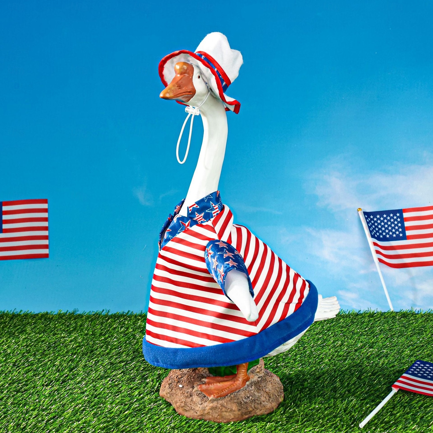 2 stk. patriotiske verandagåseantrekk sementgåskostyme 4. juli-stil gåsantrekk inkludert sløyfe og hatt til hagedekorasjon fest uteplass julegave 2026 - $19.99 –P2