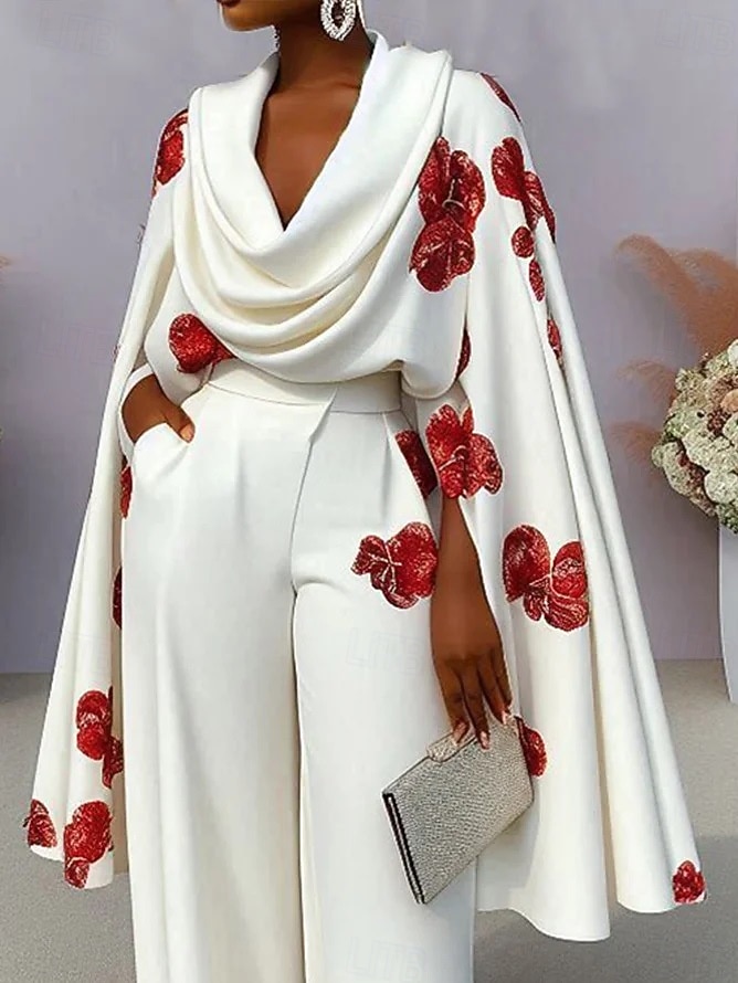 Damen Hosen-Sets Bolero-Oberteil Langarm Blumen Elegant Mode Streetwear Lässig Täglich Outdoor Weiß Herbst Normale Passform 2026 - $61.99 –P2