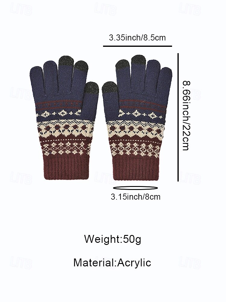 мужские рождественские перчатки для сенсорных экранов – теплые перчатки на флисовой подкладке с скандинавским вязаным рисунком – многоцветные варианты – идеально подходят для подарков на праздники и зимних мероприятий 2026 - $11.99 –P11