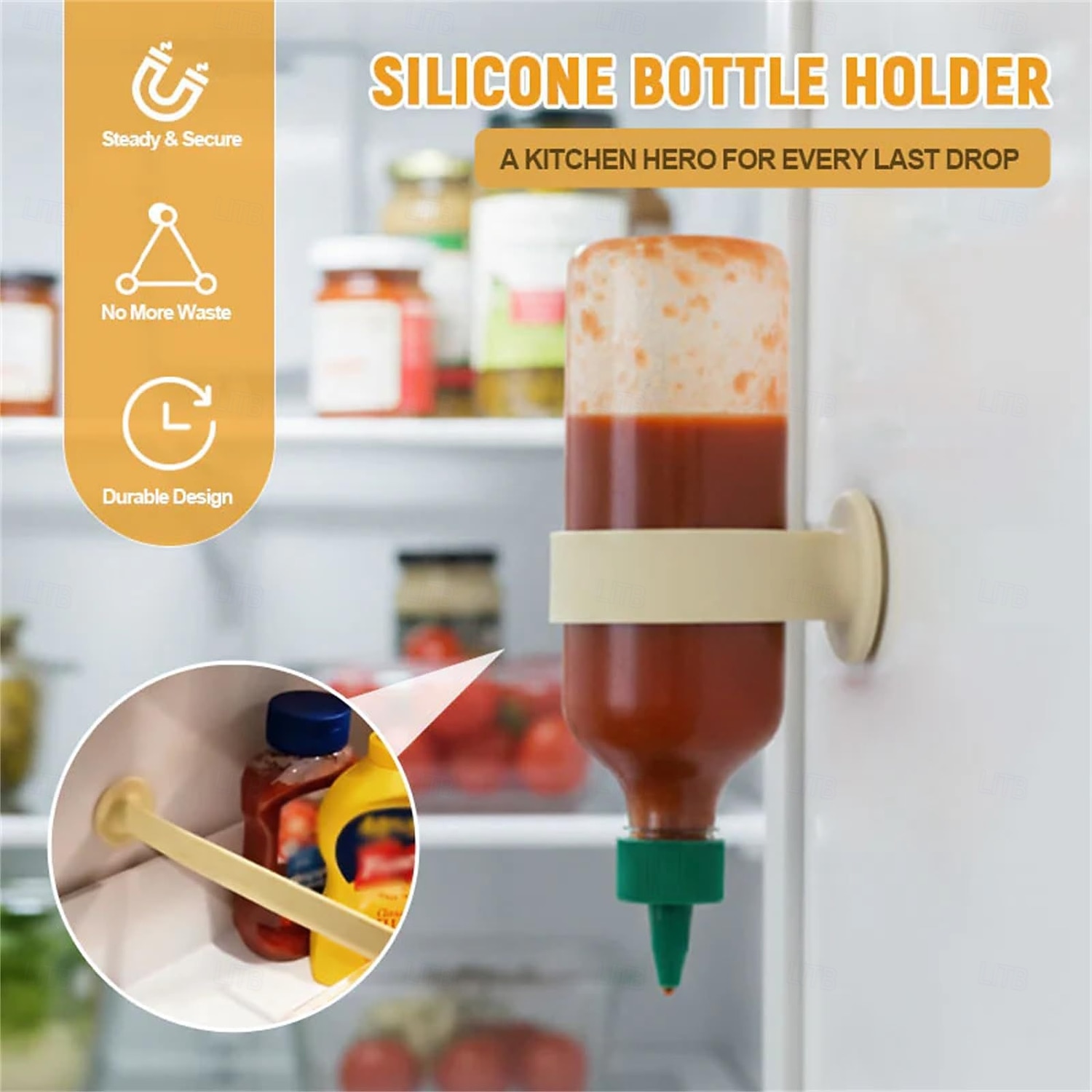 Силиконовый держатель для бутылок, не оставляющий капель, прочная гибкая подставка для перевернутых бутылок с приправами, экономящий место кухонный гаджет для организации пространства в холодильнике и 2026 - $14.25 –P5