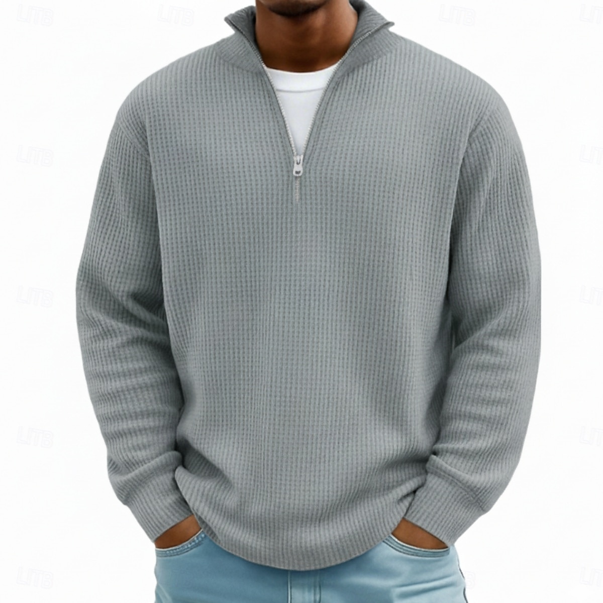 Hombre Camisetas polo con diseño de gofre Con Texturas Casual Exterior Zip Cremallera de un cuarto Manga Larga Moda Moderno Color sólido Plano De Punto Otoño invierno Otoño Primavera & Otoño Ajuste 2026 - $25.99 –P3