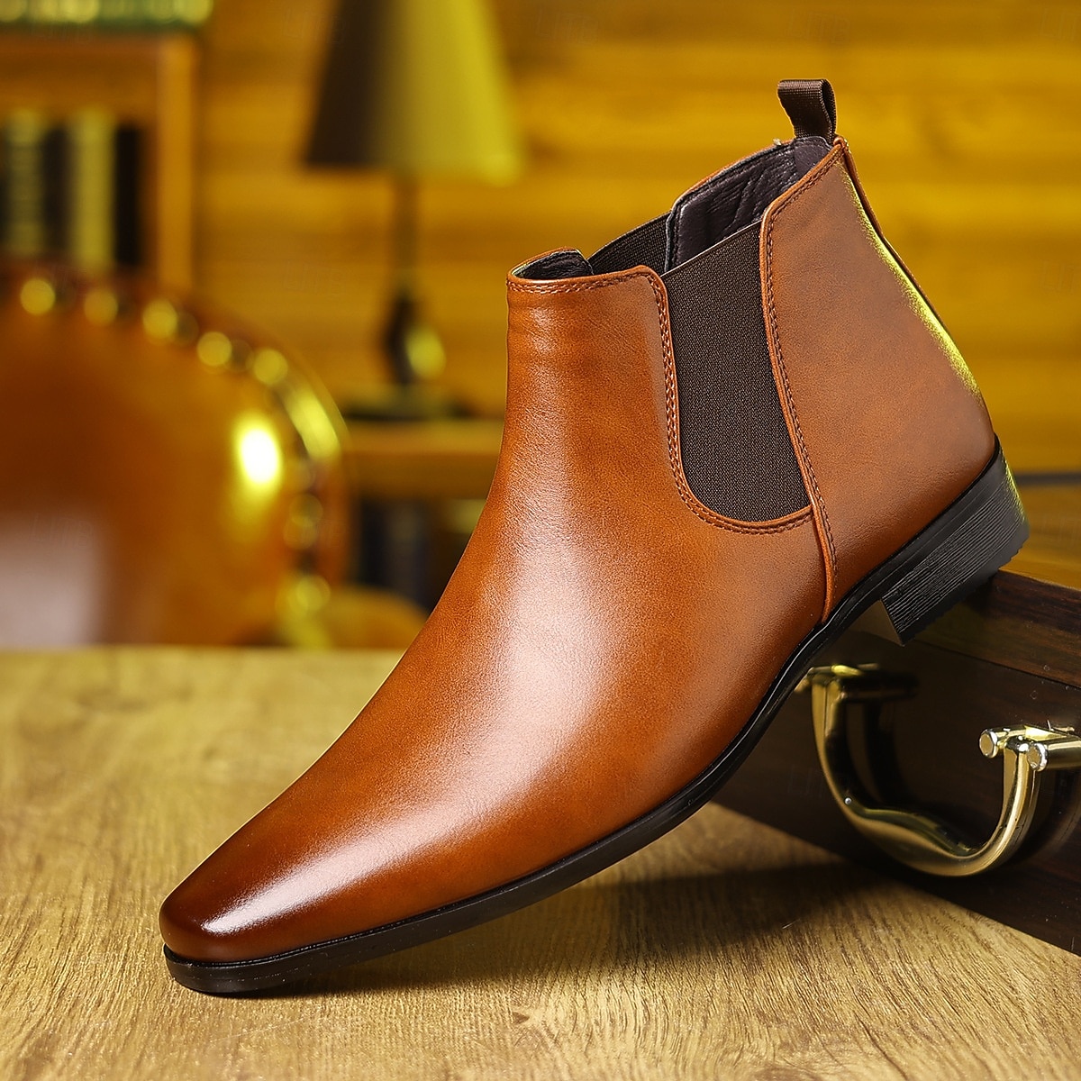 Homme Bottes Bottes Chelsea Marche Cuir PU Confortable Antidérapant Bottines Mocassin Bande Élastique Brun claire Brun foncé Noir Été Printemps Automne de 2025 ? $42.99 –P1