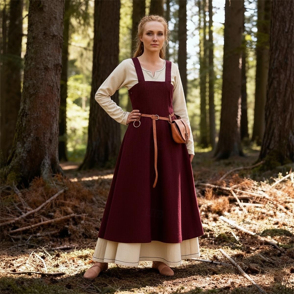 γυναικεία μεσαιωνική ποδιά βίκινγκ φόρεμα με δεμένη πλάτη τουνίκ σετ φόρεμα 2 τμχ για larp ren faire αποκριάτικο φόρεμα για πάρτι της αναγέννησης 2026 - $77.99 –P4