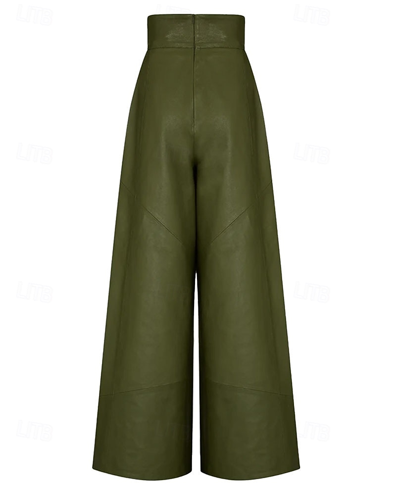 Dámské Drzý Kalhoty chinos Kožené kalhoty prázdniny Vinobraní Šik ven Plná délka Středně vysoký pas Bez vzoru Zip Kapsy Pohodlné Lehce elastické Venkovní Dovolená Denní Černá Armádní zelená Podzim 2025 - $44.99 –P3