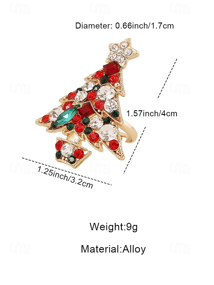 Women's Christmas Tree Ring – Alloy and Zirconia Materials, Festive Holiday Design with Red, Green, and Clear Stones, Perfect for Christmas Parties and Gifts 2026 - $7.99 –P7