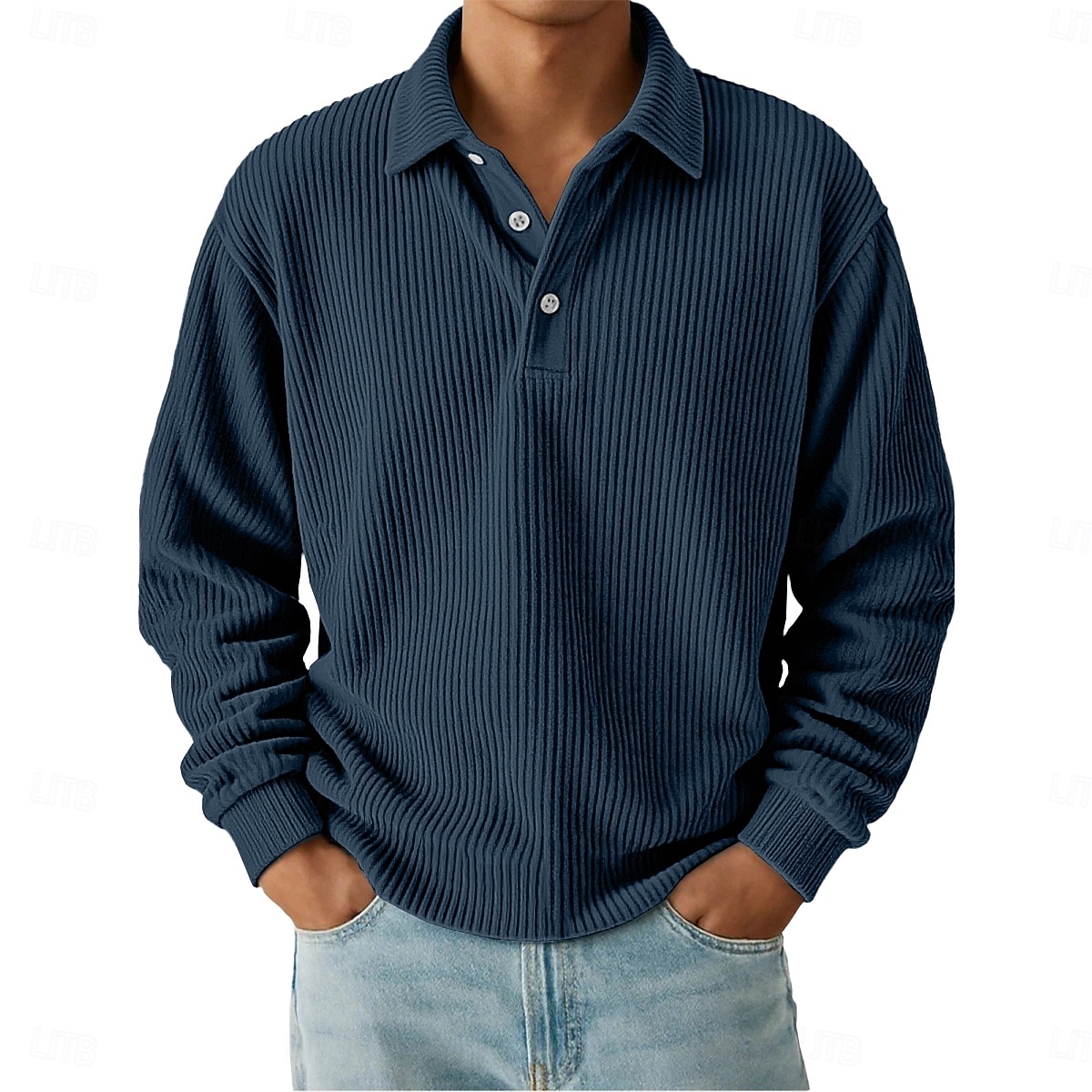 Per uomo Camicia di Velluto a Coste Testurizzato Casuale Sportivo Bavero Manica Lunga Moda Essenziale Blocco di colori Bottoni Caldo Autunno Primavera & Autunno Vestibilità regolare Nero Blu scuro del 2026 a $22.99 –P3