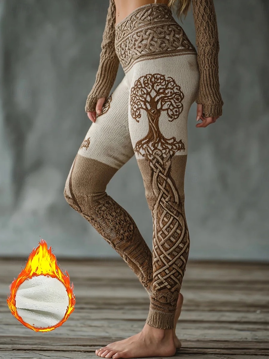 Naisten Viking Boho Leggingsit Mukavat Leggingsit Lomalle Vintage Muoti Kokopitkä Korkea Vyötärö Graafinen Geometrinen Kuvio Tulostus FleecVuorattu Lämpöeristys Lämmin Mukava Joustava Lomalle Katu 2026 - $37.99 –P3
