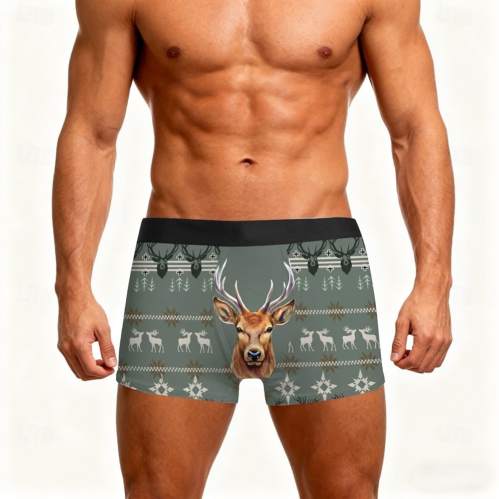 Muñeco de Nieve Papá Noel Reno Pijamas de navidad Boxers Cortos