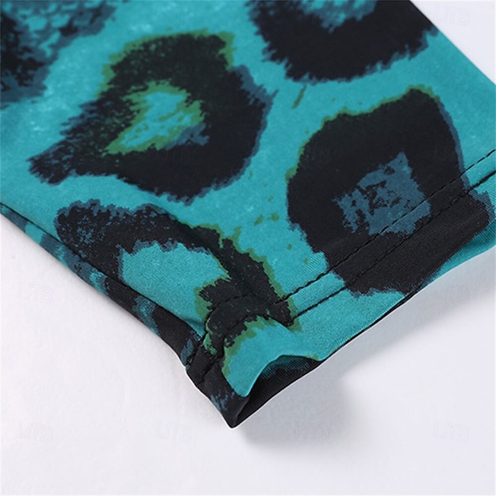 Stílusos, állatmintás, kulcslyuk alakú nyakkivágással és bő szoknyával ellátott társastáncruha táncgyakorláshoz és előadásokhoz 2025 - $124.99 –P8