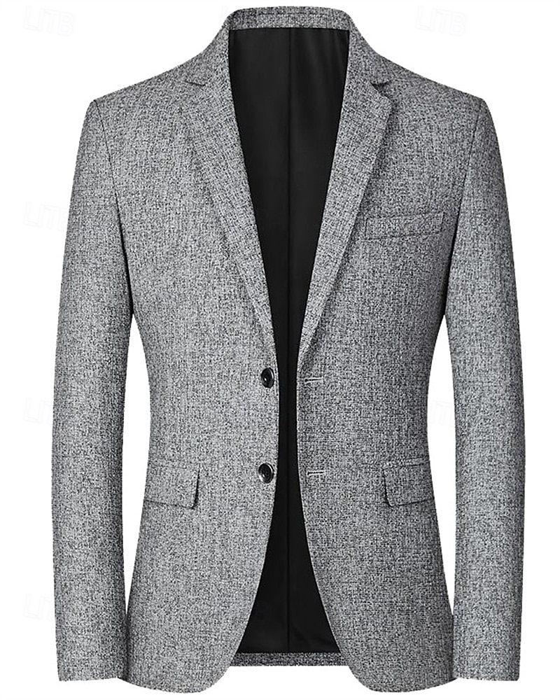 Herren Blazer Geschäft Cocktailparty Hochzeitsfeier Mode Lässig Frühling Herbst Polyester Einfach Tasche Knöpfe Bequem Einreihig Blazer Schwarz Marineblau Grau 2026 - $45.99 –P2