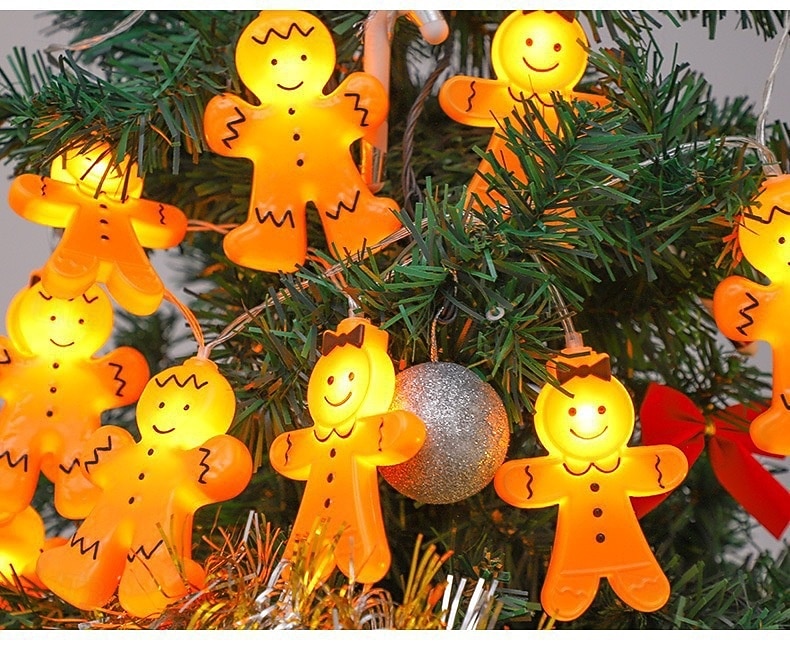 Jul pepparkaksgubbe pojke och flicka semester ljusslinga 6M-40Leds inomhus trappa vägg sovrum partyns atmosfärdekoration ljusprops AAA batteribox USB 2025 - $13.49 –P4