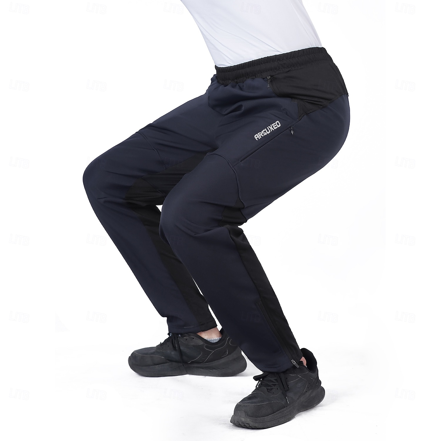 Arsuxeo Herren Fahrradhose Fahrradhosen Fahhrad Hosen Unterteile Formpassend Winter Mountainbike MTB Straßenradsport Sport Winddicht Warm Reflektierende Besätze / Fluoreszenz Elastisch Schwarz 2026 - $47.99 –P13