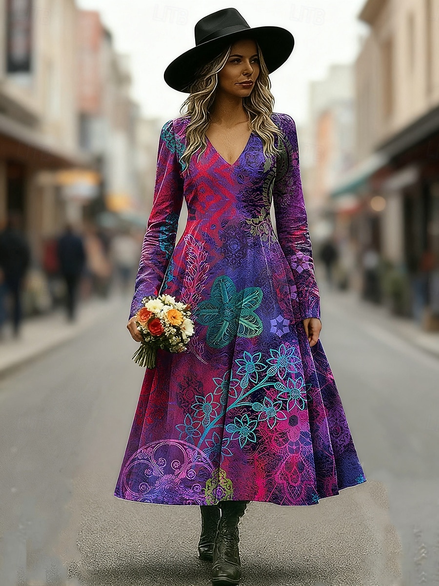 knee length dresses for ladies Floral A-Line Cream Midi Cottagecore Corset Dress– PromGirl main image 0