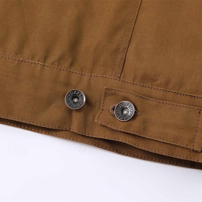 Hombre Chaqueta de camionero Chaqueta tipo cargo Vacaciones Diario Resistencia al desgaste Bolsillo Primavera Otoño Plano Moda Clásico Diseño Regular Marrón Chaquetas 2026 - $64.99 –P9