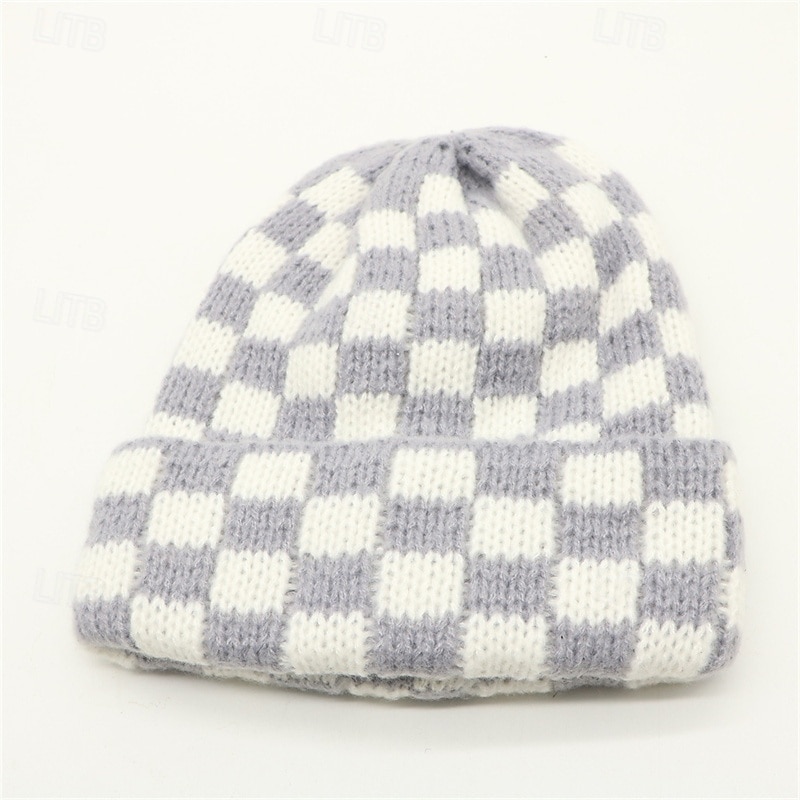 Homens Unisexo Gorro Chapéus de inverno Gorros 骷髅头毛线帽 Chapéu de malha Vermelho Azul Fibras Acrilicas Tricotado Moda Casual Aconchegante Roupa Diária Encontro Xadrez Quente de 2026 por $8.49 –P2