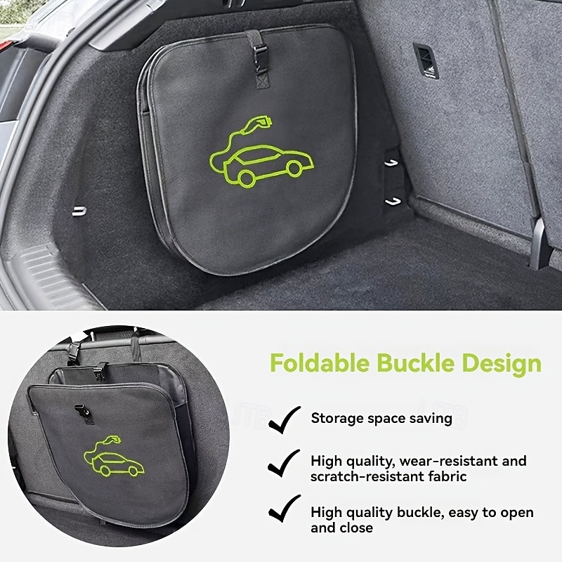 1 st. EV-kabelorganizertas - draagbare opbergtas voor startkabels en snoeren &slangen duurzaam polyester materiaal ideaal voor kabelbeheer van elektrische voertuigladers 2026 - $21.99 –P4