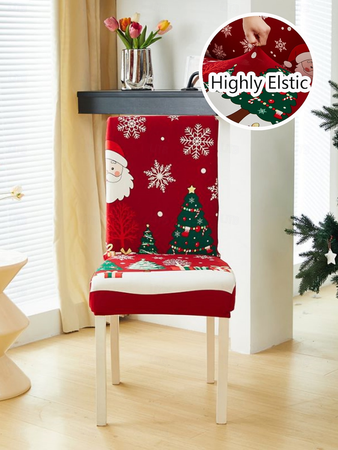 1/2/4PC/6PC Christmas Milk Silk Printed Chair Cover – Decorative, Anti-Slip & Dustproof Slipcover, Soft Stretch Fabric for All Seasons 2025 - $29.99 –P1