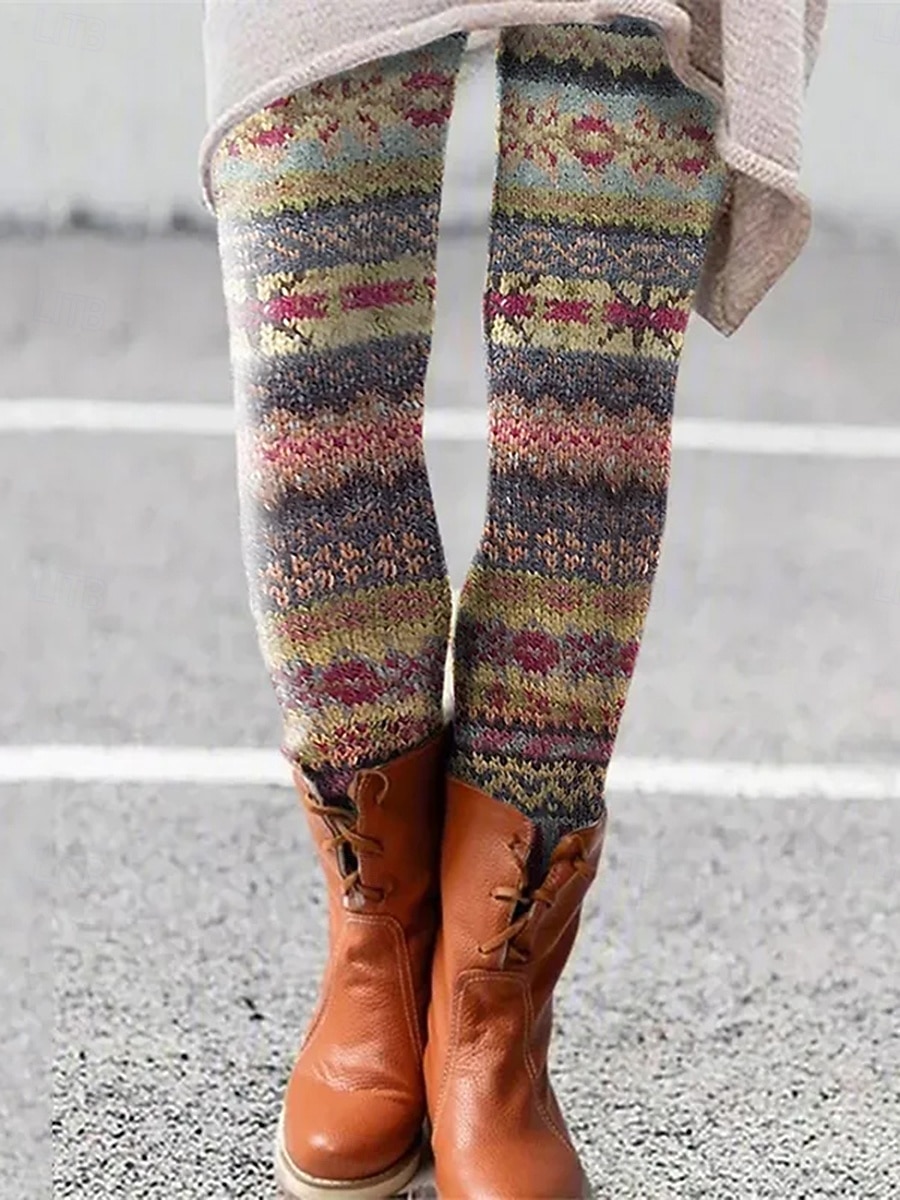 Pentru femei Jambiere Vacanță Epocă Modă Lungime totală Talie Înaltă Grafic Geometric Abstract Imprimare Termic cald Απαλό Respirabil Strech Oficial În aer liber Vacanță Galben Roșu-aprins Albastru 2025 - $19.99 –P1