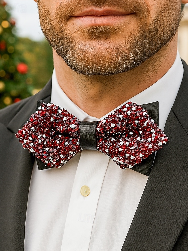 Nœud papillon de Noël pour homme – matière à paillettes en polyester scintillantes, festif et élégant, parfait pour les fêtes de fin d'année, les célébrations hivernales et les événements du réveillon du Nouvel An de 2026 ? $9.99 –P2