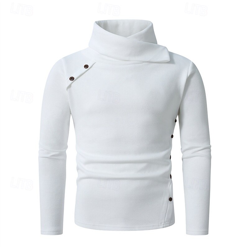 Herren Pullover Strickpullover Gerippt Stricken Normale Oberteile Knöpfe Gestrickt Einfach Stapelhals Mode Basic Urlaub Alltagskleidung Bekleidung Herbst Winter Schwarz Weiß M L XL 2026 - $38.99 –P2