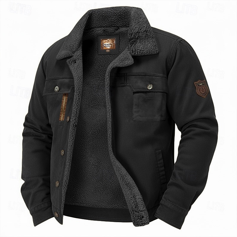 Homme Veste en faux suède Veste en Polaire Veste Cargo Formel Maison Tactique Avec Poches Classique Automne Hiver Couleur Unie Actif ancien Col de chemise Régulier Noir Marron Vert Kaki Gris Veste de 2025 ? $74.99 –P6