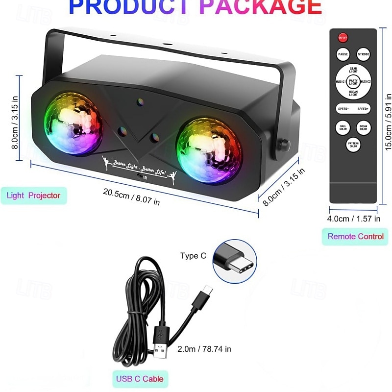 Stage Lights Multicolor Rotating Bar Ambient Lights LED Water Ripple Lights KTV Disco Lights Laser Lights Valentine's Day Gift 2026 - $56.99 –P8