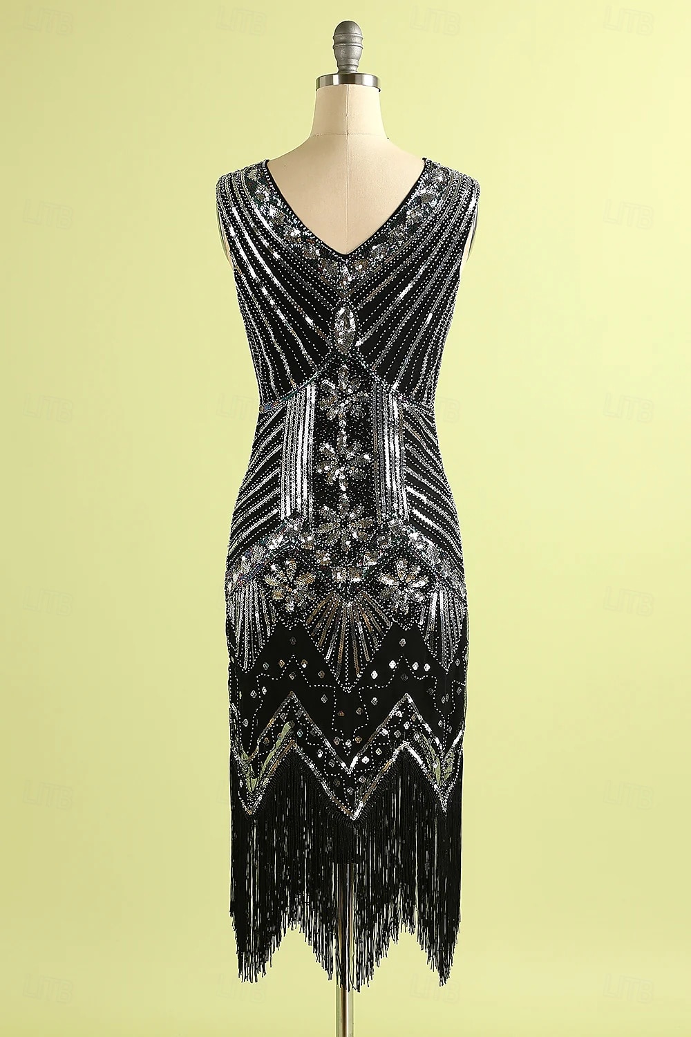 Conjunto Rugido 20s 1920s Hasta la Rodilla Vestido Flapper Vestido Cóctel Disfraz de lujo con accesorios Sin Mangas El gran Gatsby Chica de la aleta Lentejuelas Borlas Escote en Pico Disfraz Mujer 2026 - $50.99 –P3