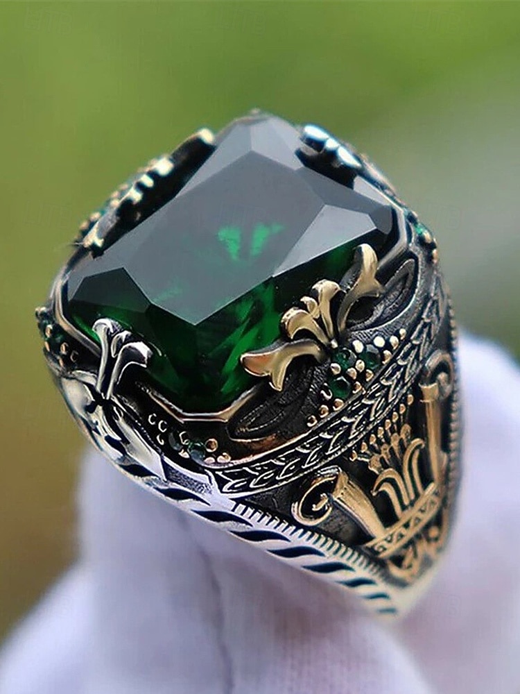 Bague en alliage pour homme avec pierres précieuses, bijou gothique vintage avec grosse pierre, accessoire de mode multicolore, cadeau de Noël unique pour les fêtes et au quotidien de 2025 ? $11.99 –P5