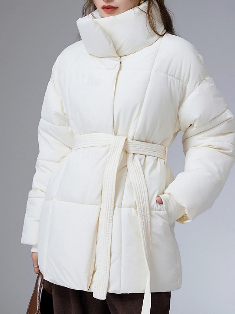 Mulheres Parka Confortável Respirável gravata na frente Bolsos Casual Tecido Férias Rua Casual Roupa Diária Zíper Longo Colarinho Chinês Normal Manga Longa agasalhos Preto Branco Café Primavera Outono de 2026 por $48.99 –P6